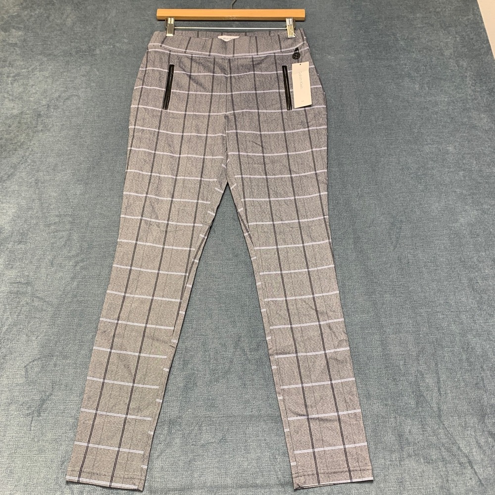 Calvin Klein Dress Pants Womens 6 Multicolor Plaid Pockets Skinny Leg Formal
